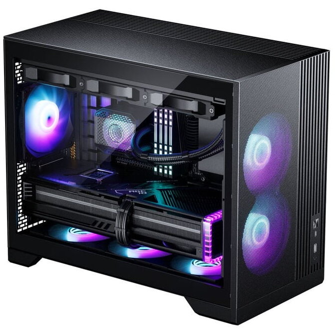 Carcasa Mini mATX RGB Tempered Glass 3x 120mm Negru