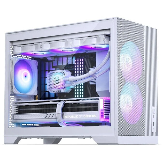 Carcasa Mini mATX RGB Tempered Glass 3x 120mm Alb