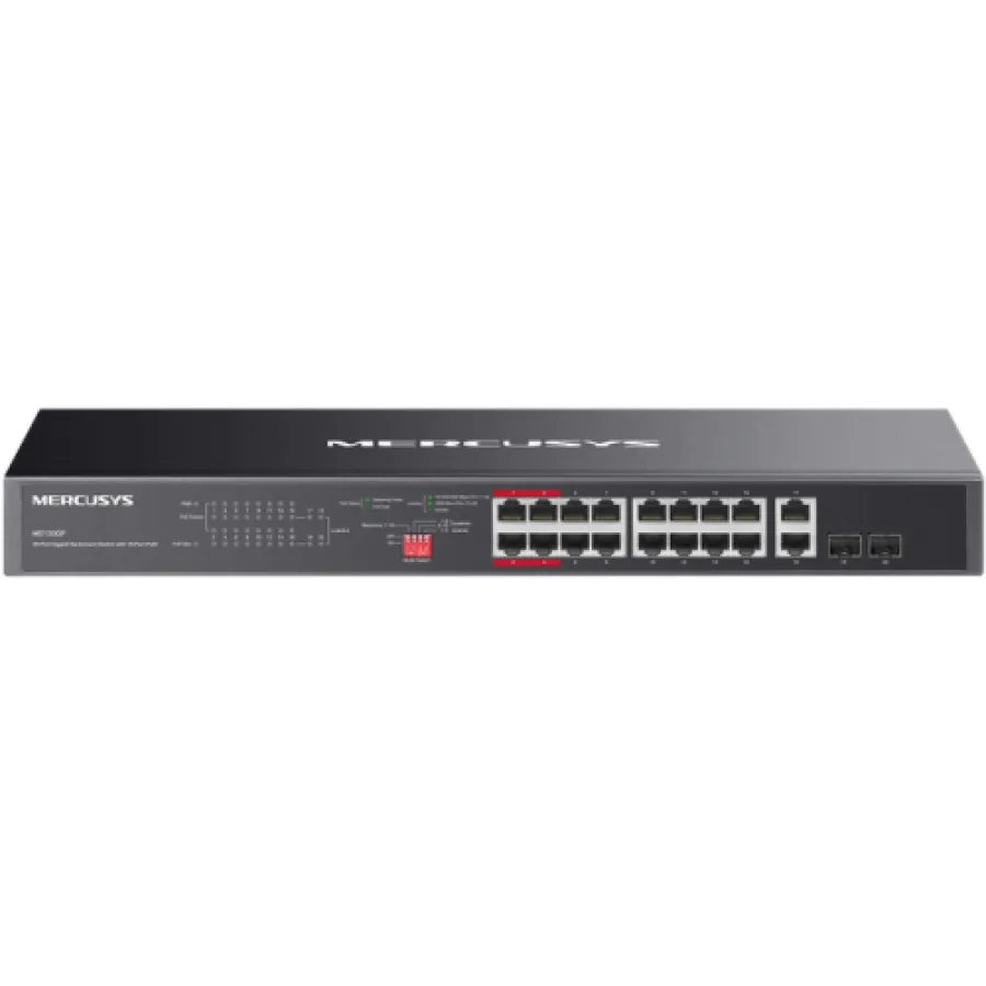 Switch Mercusys 20P PoE+ 802.3af Rack Unmanaged Negru