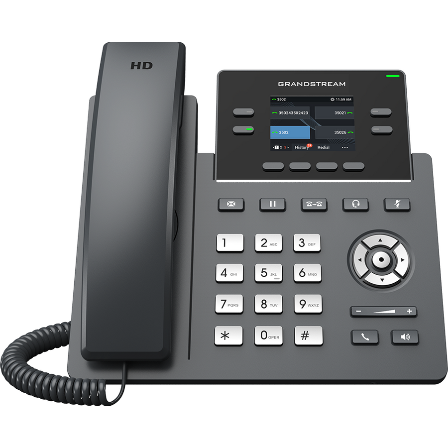 Telefon IP Profesional GRP2612G cu 4 Linii Ecran Color 2x RJ45 Negru