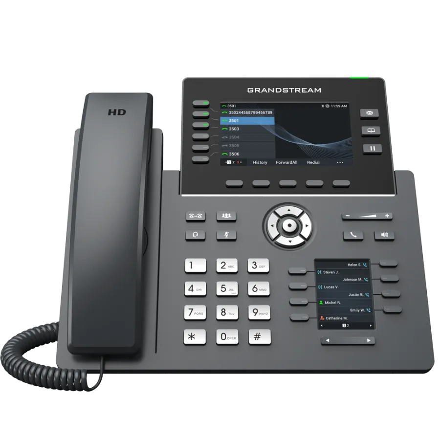 Telefon Fix IP Profesional Grandstream GRP2616 cu 6 Linii Ecran Dual LCD 2.4Inch Wi-Fi Dual Band Integrat Negru