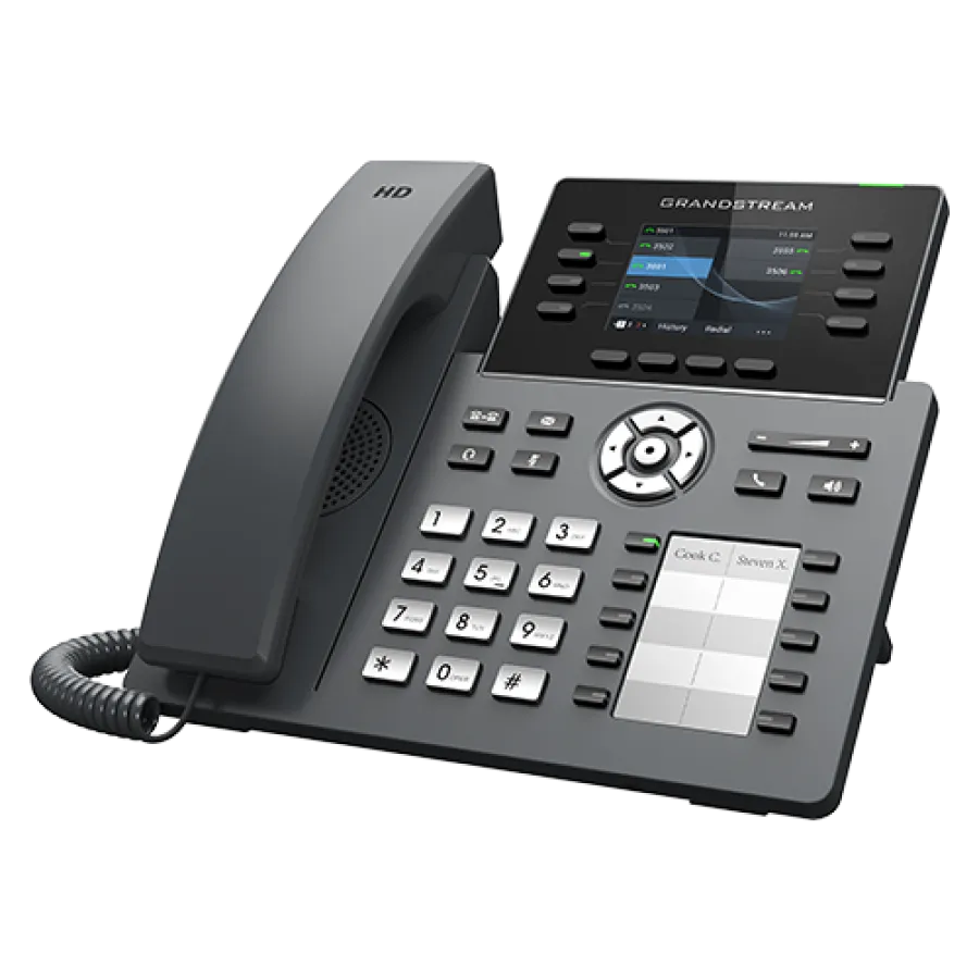 Telefon Fix IP Profesional Grandstream GRP2634 cu 8 Linii Ecran LCD Wi-Fi Integrat Negru