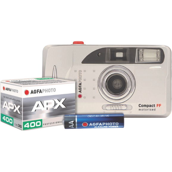 Aparat Foto Analogic Compact Set cu Film APX400 si Baterie Argintiu