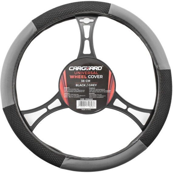 Husa Volan Auto 38cm Piele Ecologica + Textil Negru / Gri