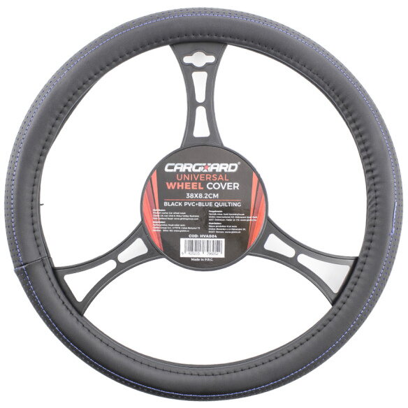 Husa Volan Auto 38cm Piele Ecologica Negru / Albastru