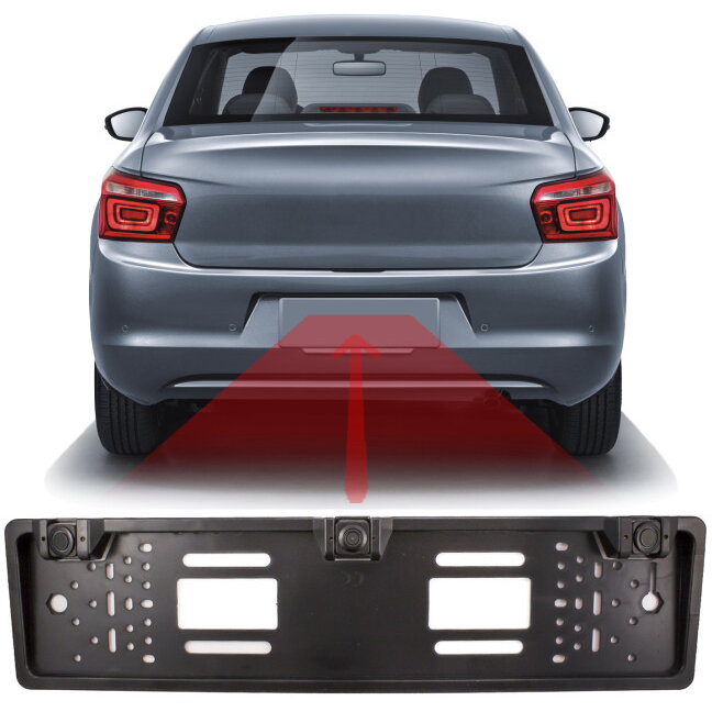 Camera si Senzor de Parcare pe Suport pentru Numar de Inmatriculare Marsarier Negru