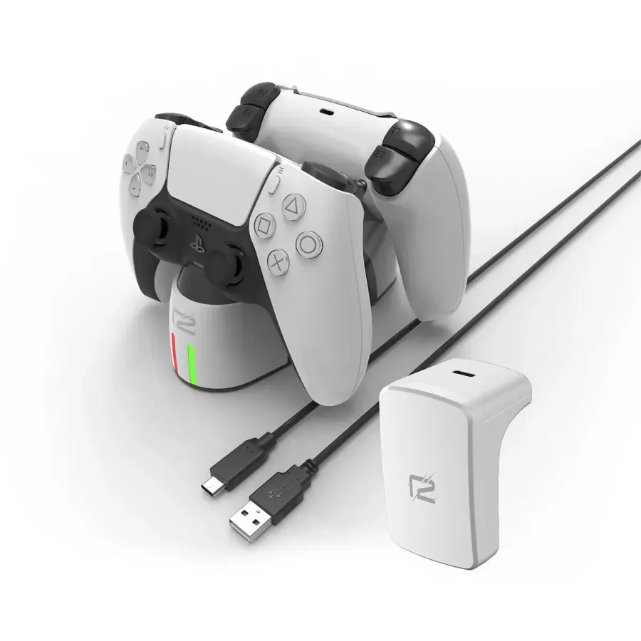 Statie de Încărcare ready2gaming Ultimate Charging Set Compatibilă cu PS5 2000mAh Alb — imaginea 2