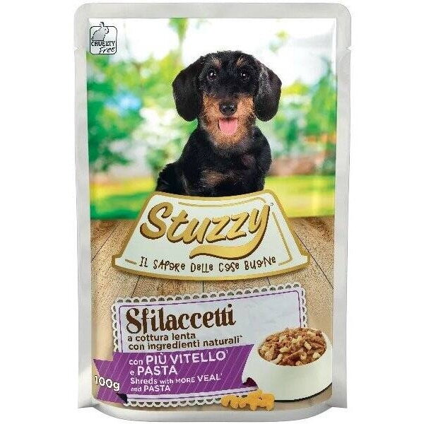 Hrana Umeda pentru Câini Stuzzy Sfilaccetti Vitel Paste 100g