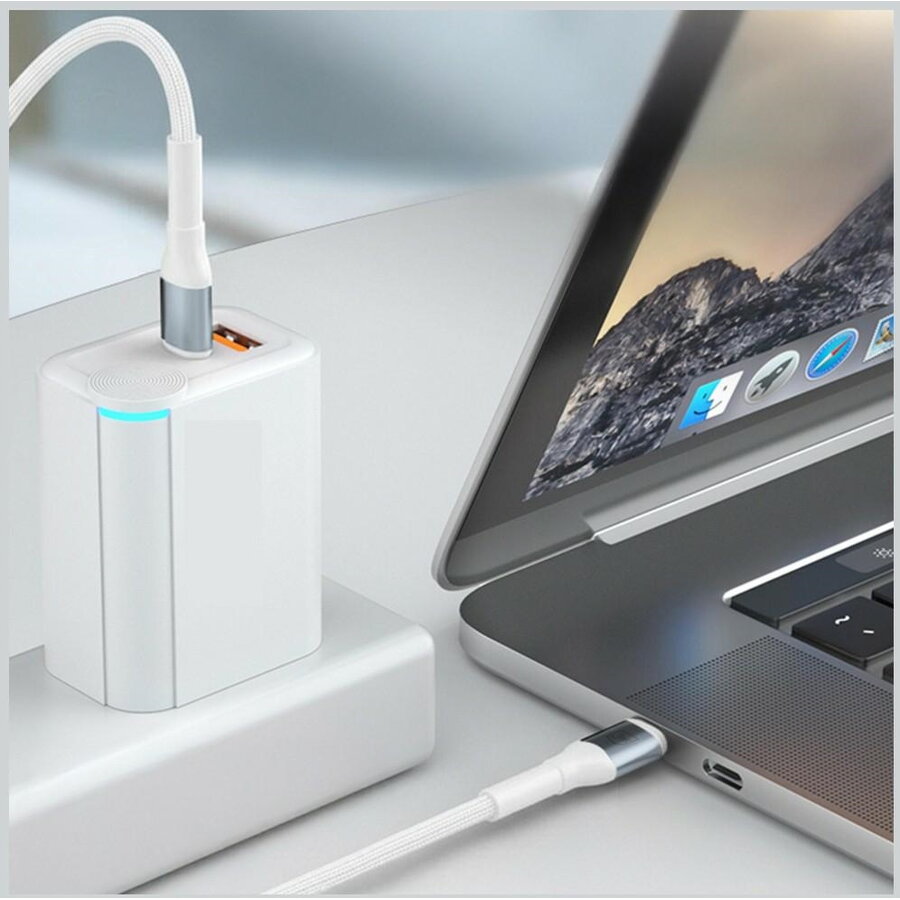 Cablu de date 3MK Hyper N-SERIES, USB-C la Lightning, 27W, 3A, 0.5m, Alb — imaginea 3