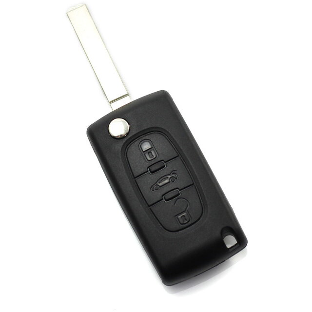 Carcasa pentru Cheie Citroen / Peugeot 307  Tip Briceag cu 3 Butoane  Lama VA2-SH3 cu Suport Baterie Buton Portbagaj Negru