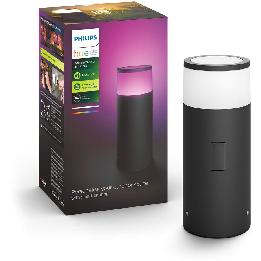 Lampa de Grădină Philips Hue Calla LED 8W cu Tarus de Fixare IP65 Negru