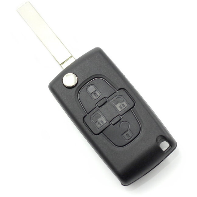 Carcasa pentru Cheie Citroen / Peugeot Tip Briceag cu 4 Butoane fara Suport Baterie Model VA2-SH4 Negru