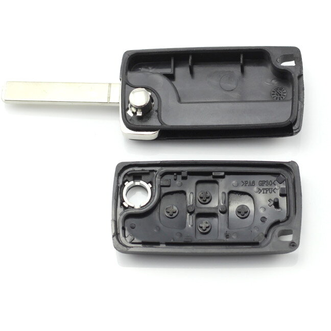 Carcasa pentru Cheie Citroen / Peugeot Tip Briceag cu 4 Butoane fara Suport Baterie Lama Tip HU83-SH4 Negru