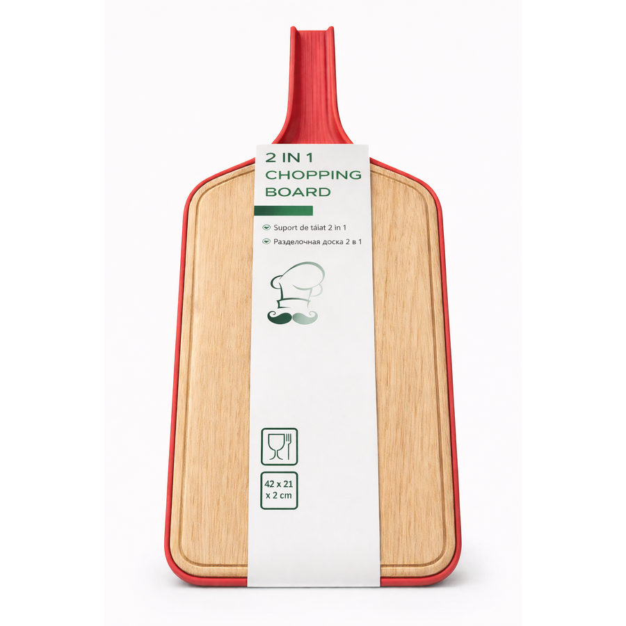 Tocator 2 in 1 Lemn Plastic Rosu