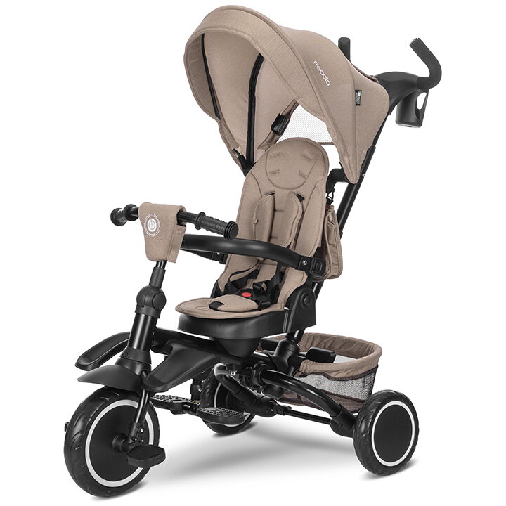 Tricicleta copii Tricicleta pentru copii, Freccia, multifunctionala, pliabila, sezut rotativ 360 grade, Beige