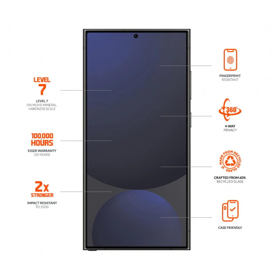 Folie Sticlă Eiger Privacy Mountain Edge GRS 360 pentru Samsung Galaxy S26 Ultra Negru — imaginea 5