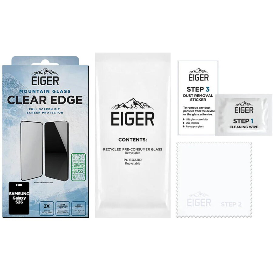 Folie Sticlă Eiger 3D Mountain Glass GRS pentru Samsung Galaxy S26 Transparent — imaginea 5