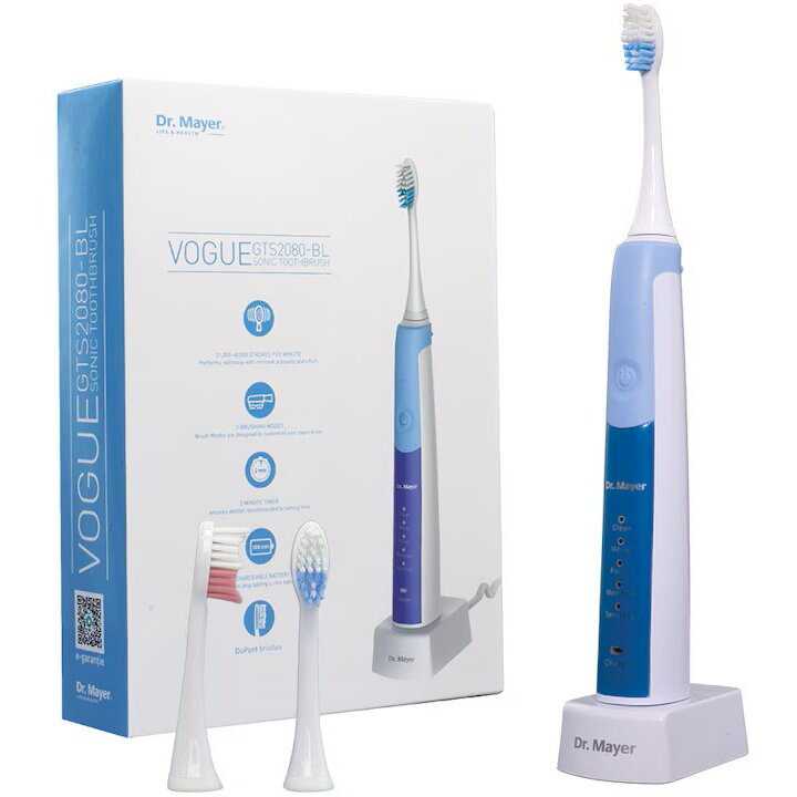 Periuta de Dinti Electrica GTS2080BL Sonica 2080 5 Moduri de Curatare Autonomie 180min Silentioasa 2 Capete Perii  Albastra