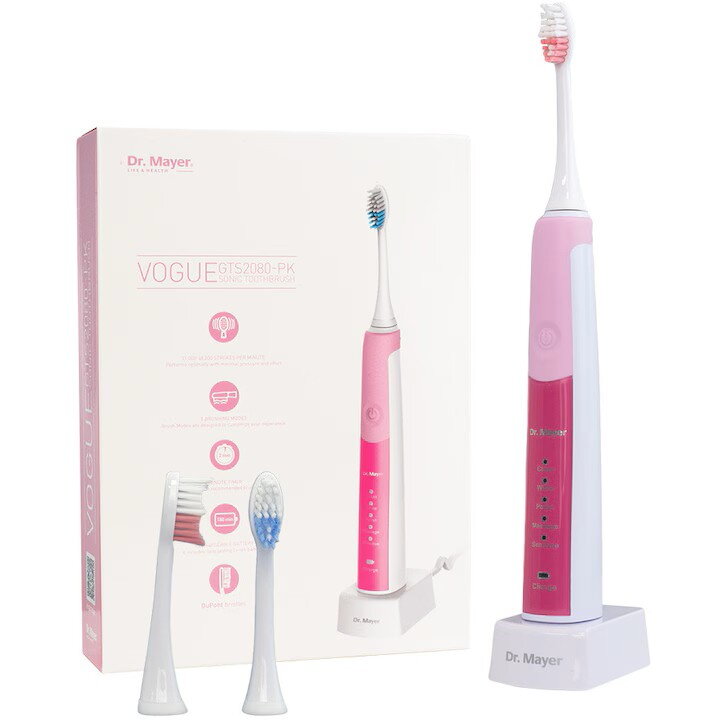 Periuta de Dinti Electrica GTS2080PK Sonica 2080 48 000pm/min 5 Moduri Autonomie 180min Design Impermeabil Silentioasa 2 Capete Perii  Roz