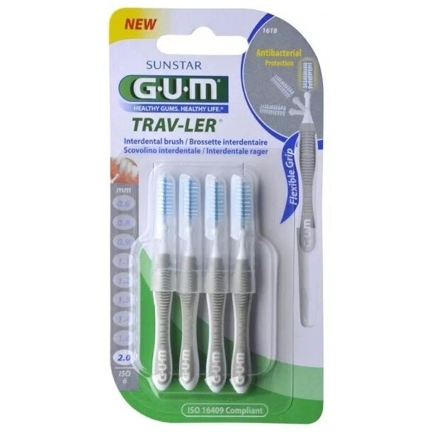 Periuta de Dinti Interdentara GUM1618MA4 Travler 2.0mm Gri