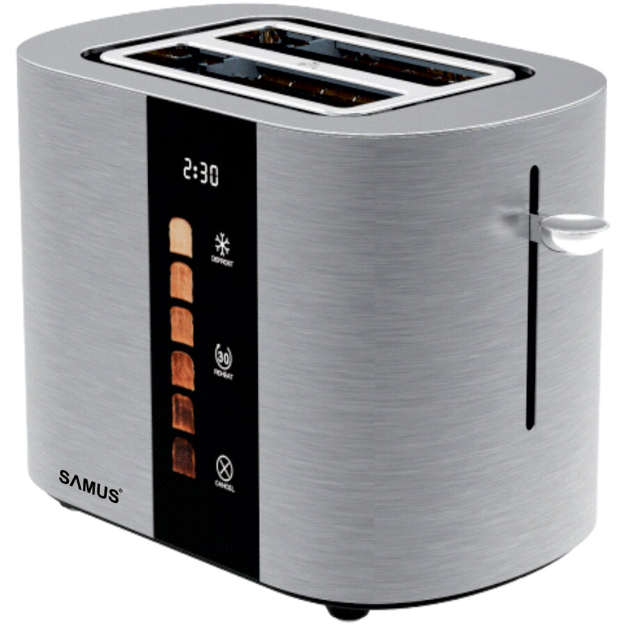 Prajitor de Paine GOURMET 2 Felii 6 Trepte de Rumenire Afisaj Digital Touch Control Putere 800W Argintiu