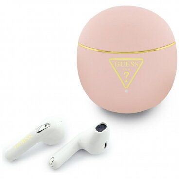 Căști Guess Handsfree Bluetooth Script Print TWS Roz