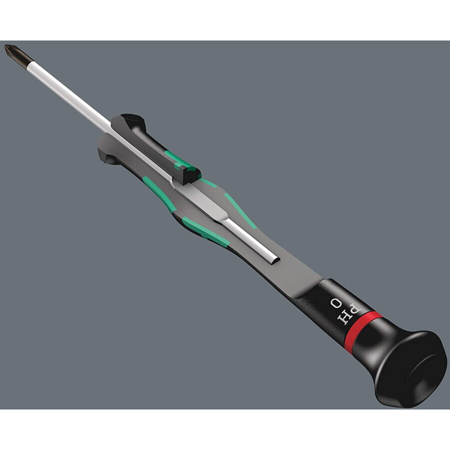 2052/6 electronics screwdriver set + rack (black/green, 6 pieces, ball head, black point tip)