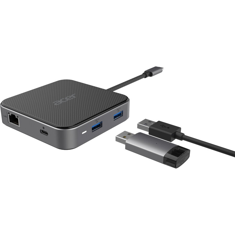 Docking Station 7-in-1 Mini Dock HDMI DP USB-A USB-C LAN Black/Silver