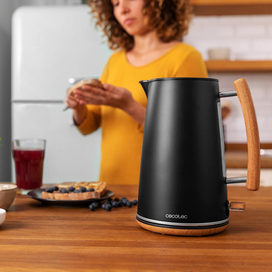 Fierbator ThermoSense 400 Black Woody Electric Kettle black/wood 3000 watts 1.7 liters