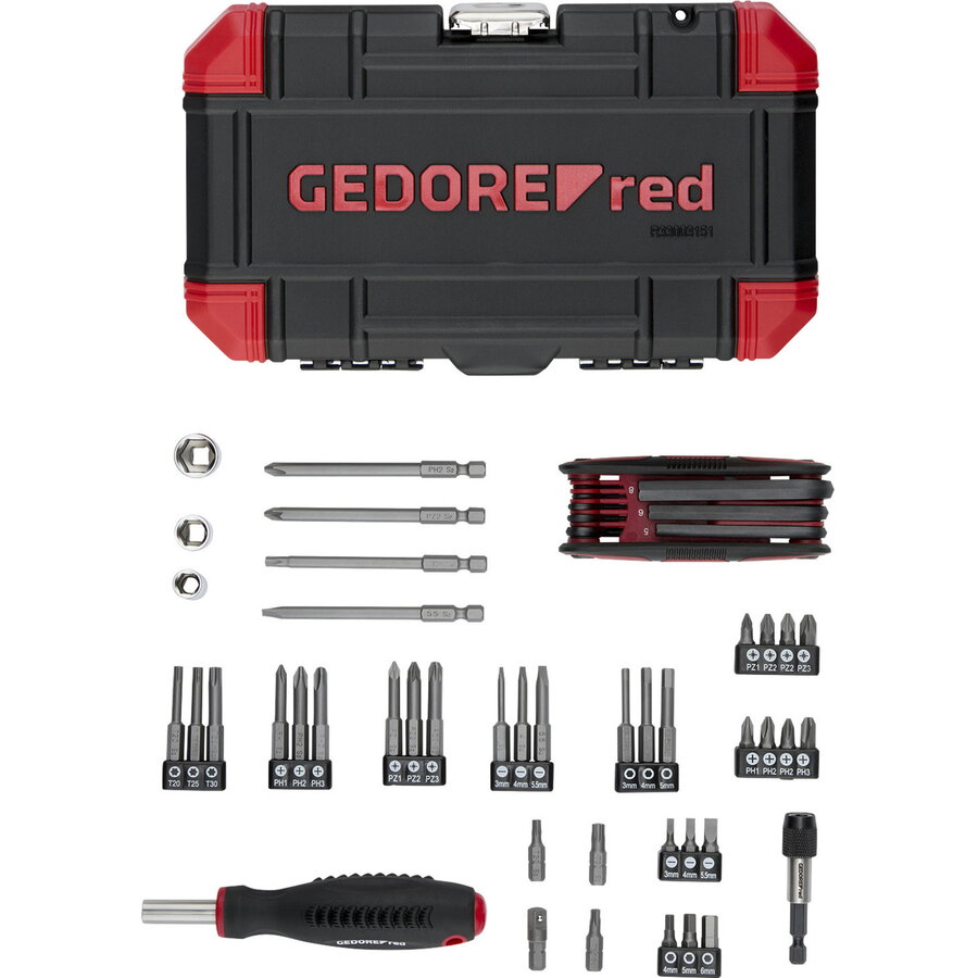 red Advent Calendar 2025, tool set black/red, 51 pieces, 1/4