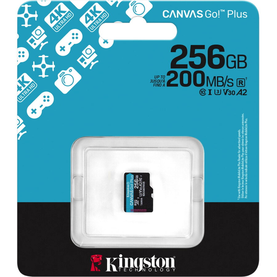 Card Canvas Go! Plus 256 GB microSDXC memory card, black, UHS-I U3, Class 10, V30, A2