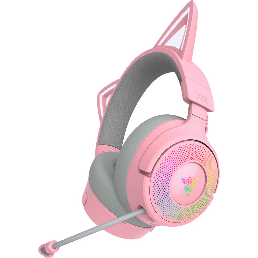 Casti Kraken Kitty V3 Pro Quartz, gaming headset pink/grey, Bluetooth, USB dongle, USB cable
