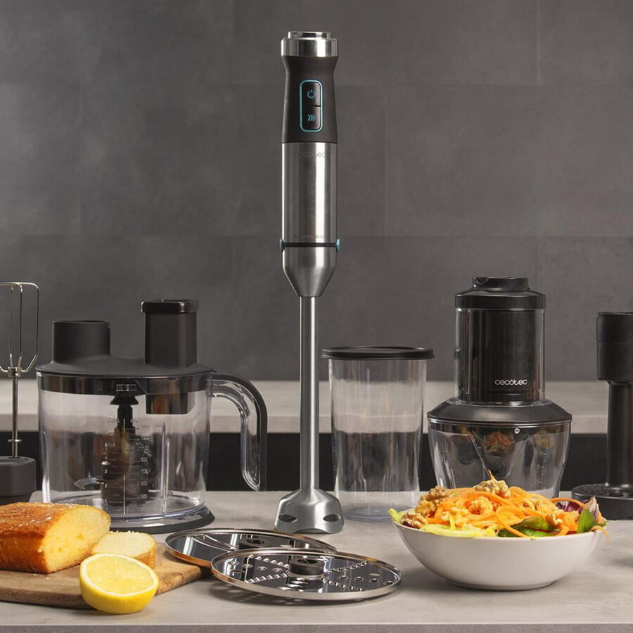 Blender Power TitanBlack 1500 XL hand blender with stainless steel/black accessory set 1500 watts with chopper spiralizer potato masher whisk