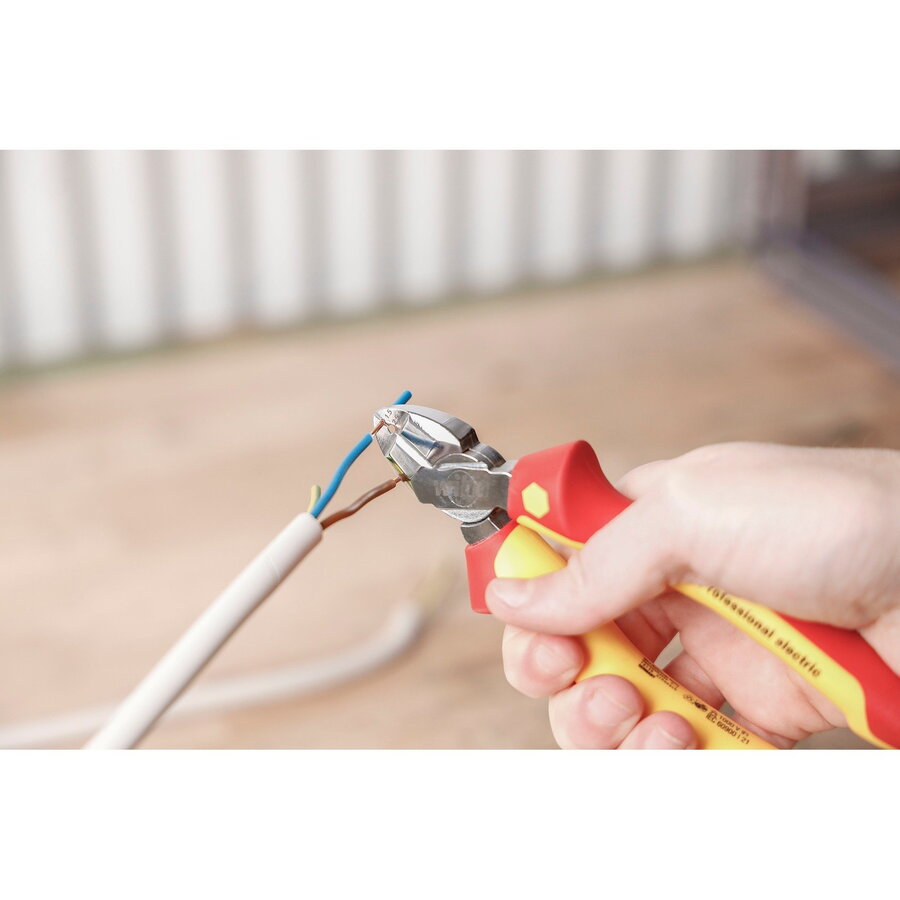 Professional electric wire stripper, cutting pliers red/yellow, with DynamicJoint