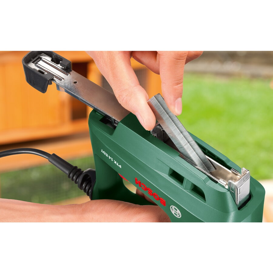 Bosch DIY & Garden Electric Stapler PTK 14 EDT green, incl. 1,000 staples (Type 53, Length 10mm), Retail
