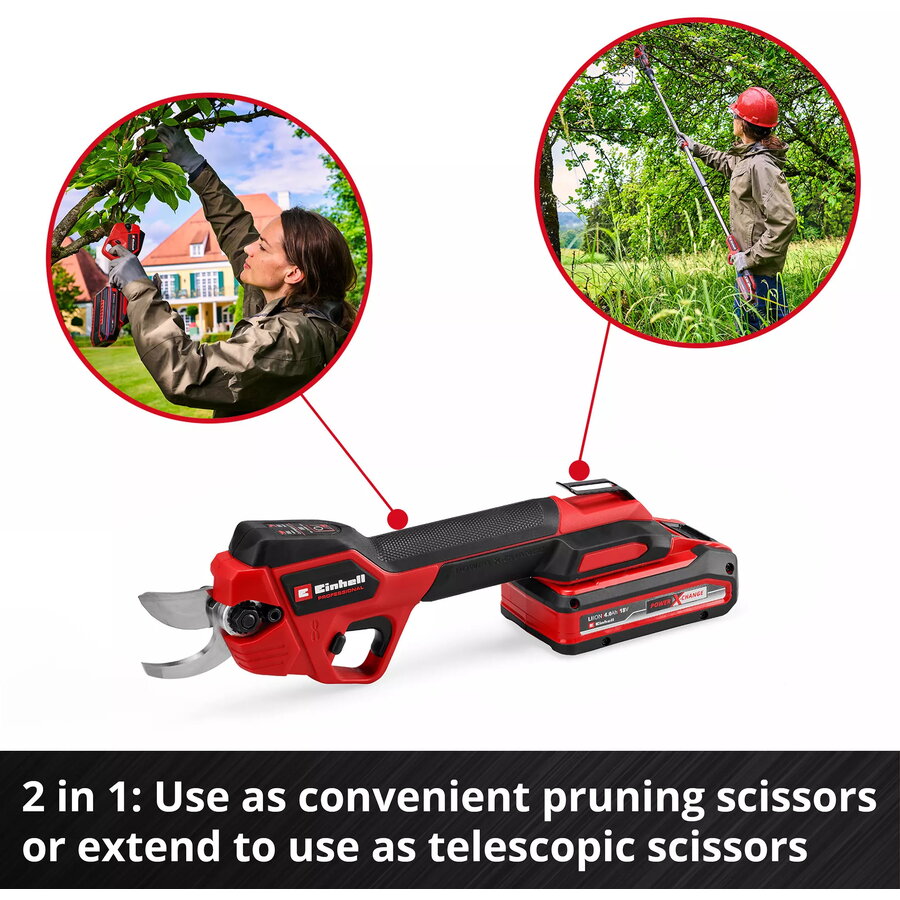 Professional Cordless Telescopic Pruning Shears GP-LS 18/28 Li T BL-Solo, 18 Volt red/black, without battery and charger, 2-in-1 pruner or telescopic pruner