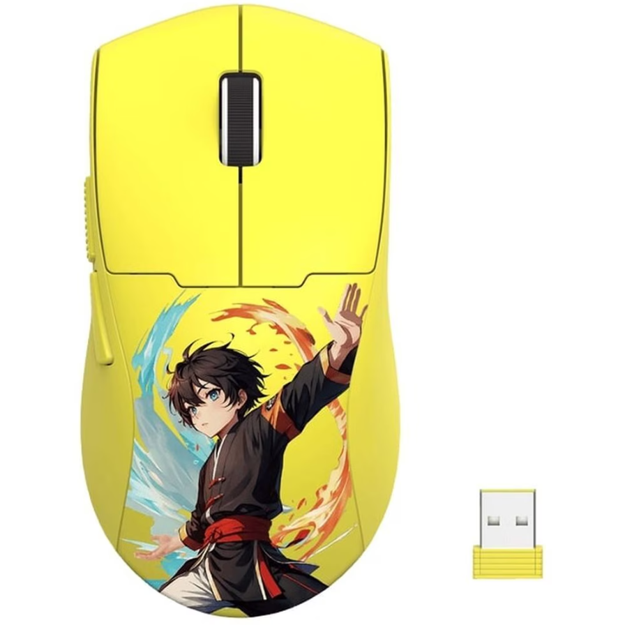 Mouse Gaming Wireless Bluetooth Si Cu Fir K1ng Max Anime Galben