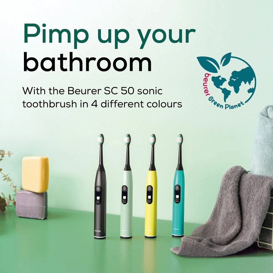 SC 50 Splashy Lemon Green Planet Electric Toothbrush yellow incl. 2 brush heads