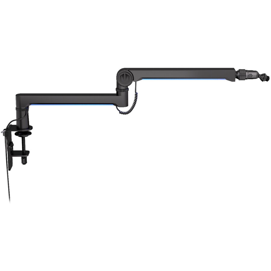 Microphone Mount Broadcast Low Profile RGB Boom Arm Black, for microphones up to 2kg, LED backlighting