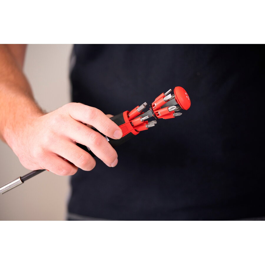 screwdriver with bit magazine LiftUp 25, 1/4 black/red, 12 bits, magnetic