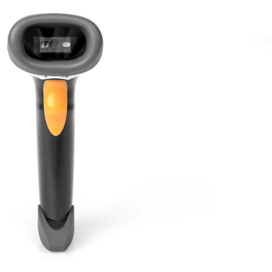 Scanner 2D Barcode Handheld Scanner, Black Barcode Scanner, Battery Operated, with Stand, QR Code Compatible