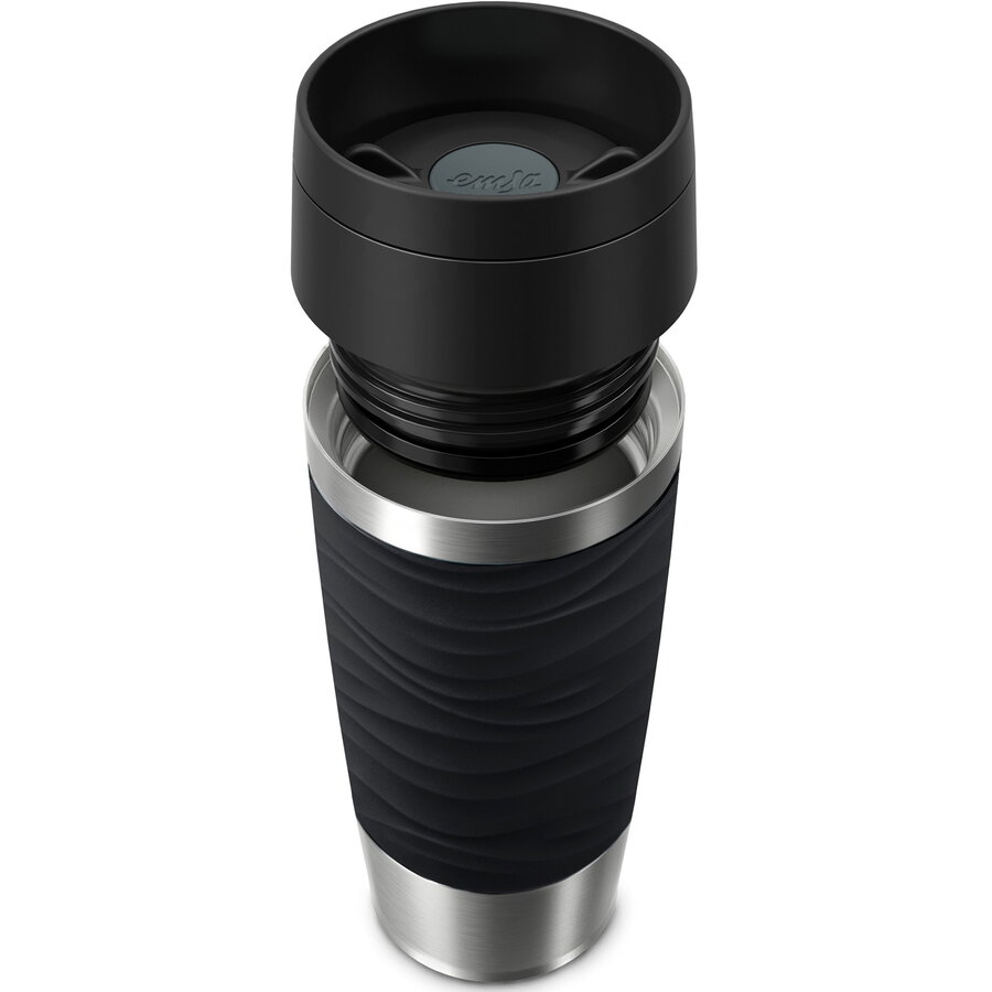 TRAVEL MUG Waves thermal mug, black/stainless steel, 0.36 liters