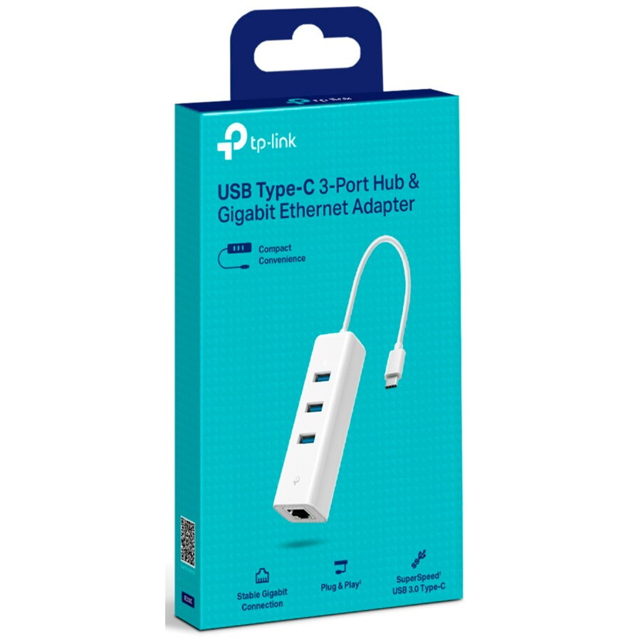 Accesoriu server LAN adapter UE330C, USB 3.2 Gen1 USB-C > 3x USB-A + RJ-45 white, Gigabit Ethernet