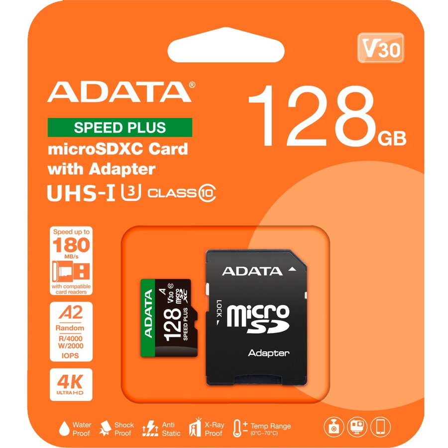Card SPEED PLUS microSDXC 128 GB, memory card UHS-I U3, Class 10,…