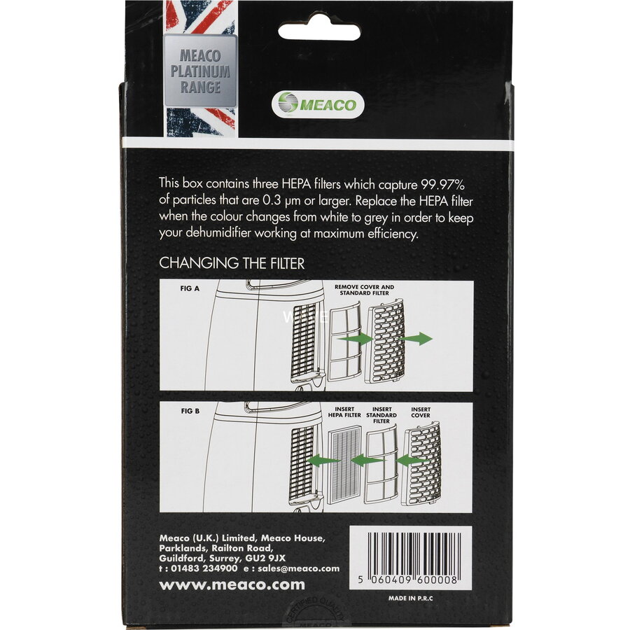 Platinum 12 HEPA filters, 3 pieces for  20L LowEnergy Platinum dehumidifier