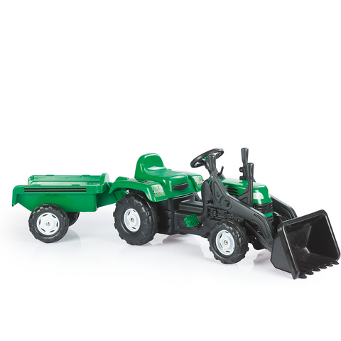 Jucarie Exterior Excavator cu Pedale si Remorca Verde