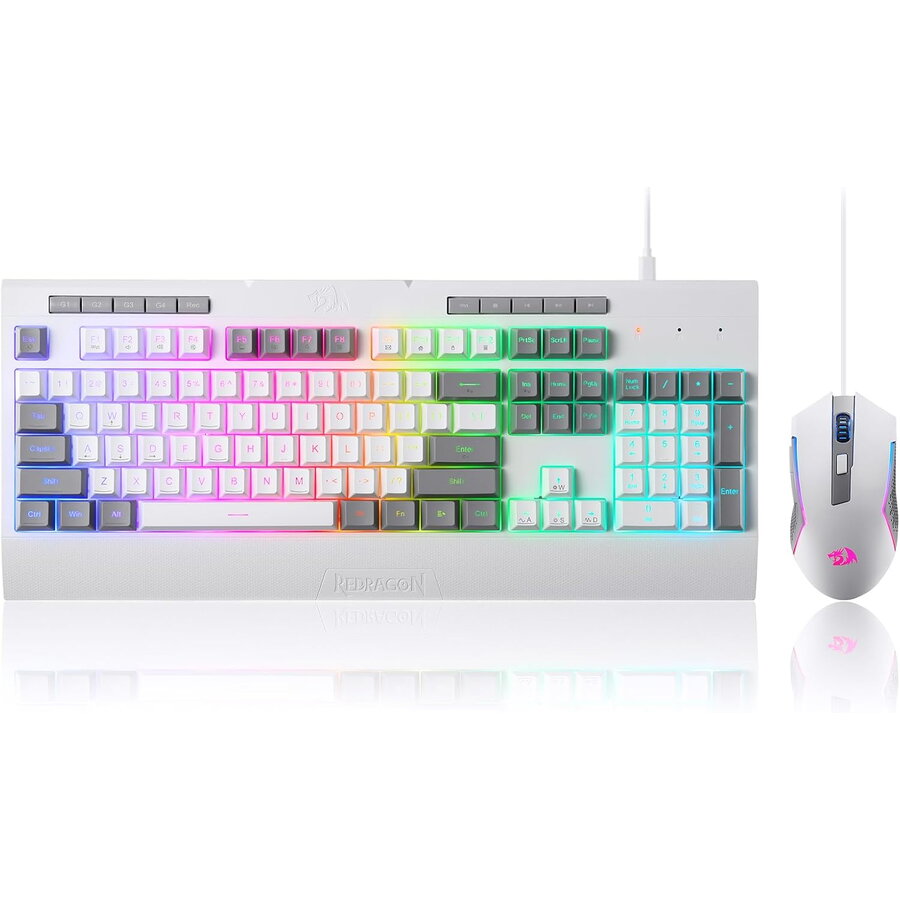 Kit Tastatura si Mouse S151 Gaming Essentials Iluminare RGB Alb
