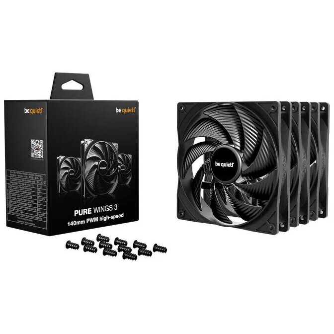 Ventilator Pure Wings 3  High-Speed  140mm 3Pack Negru