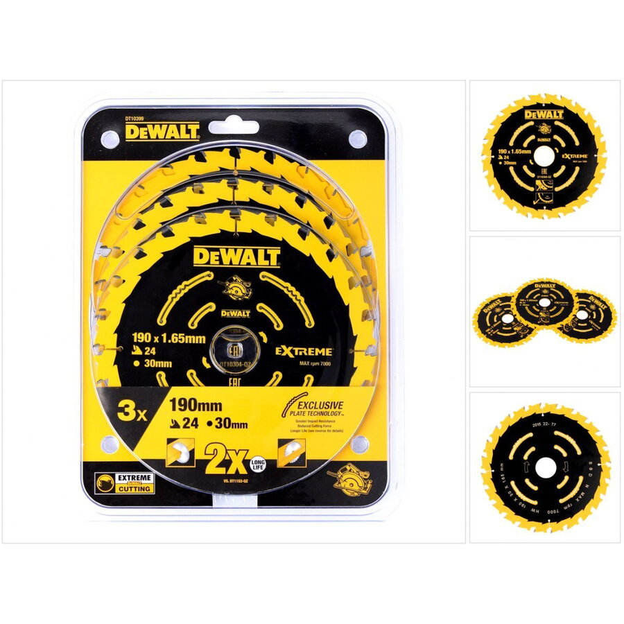 DT10399-QZ circular saw blades 3-piece pack 190 x 30 - DT10399-QZ