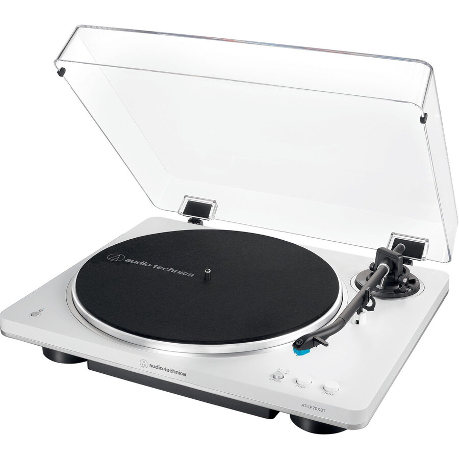 Audio-Technica AT-LP70XBTWS, record player (white/silver, integrated phono preamplifier, Bluetooth, fully automatic, belt drive)